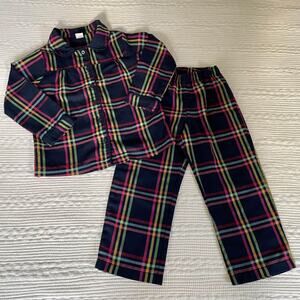 Baby Gap Toddler Girls Button Down Plaid Pajamas Set 4T